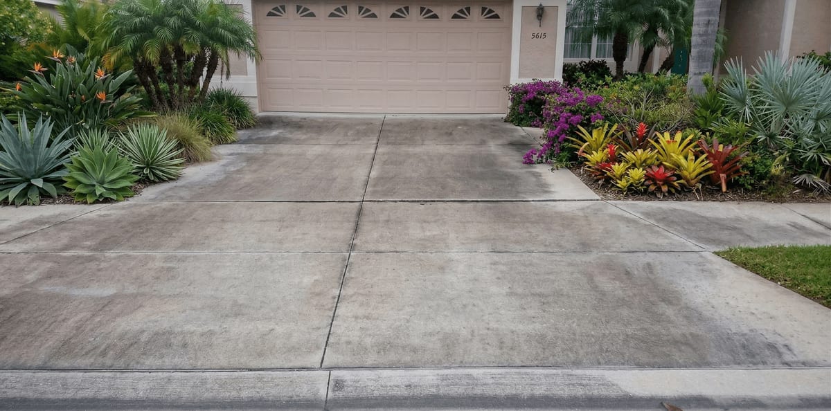 Stain removal from driveway and concrete surfaces