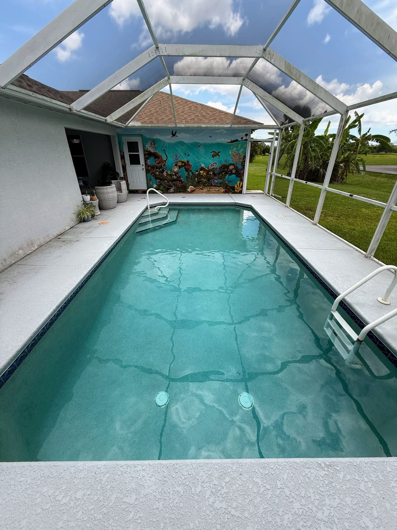 Pool deck and water