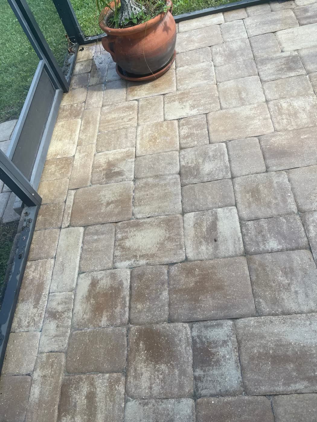 Clean patio after pressure washing