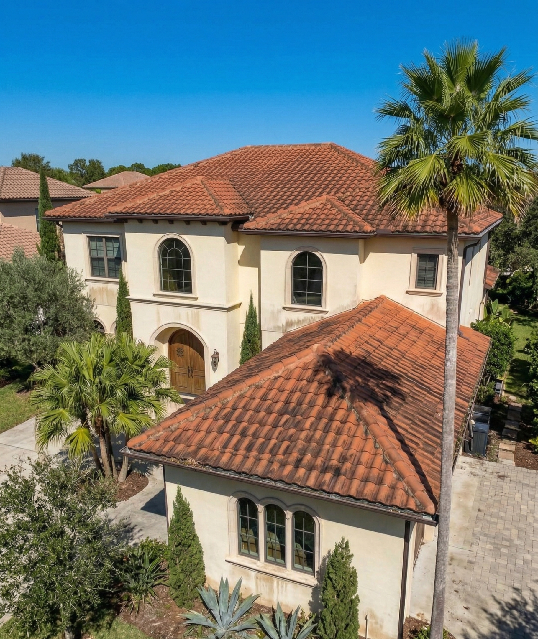 Roof before soft wash cleaning Fort Myers FL
